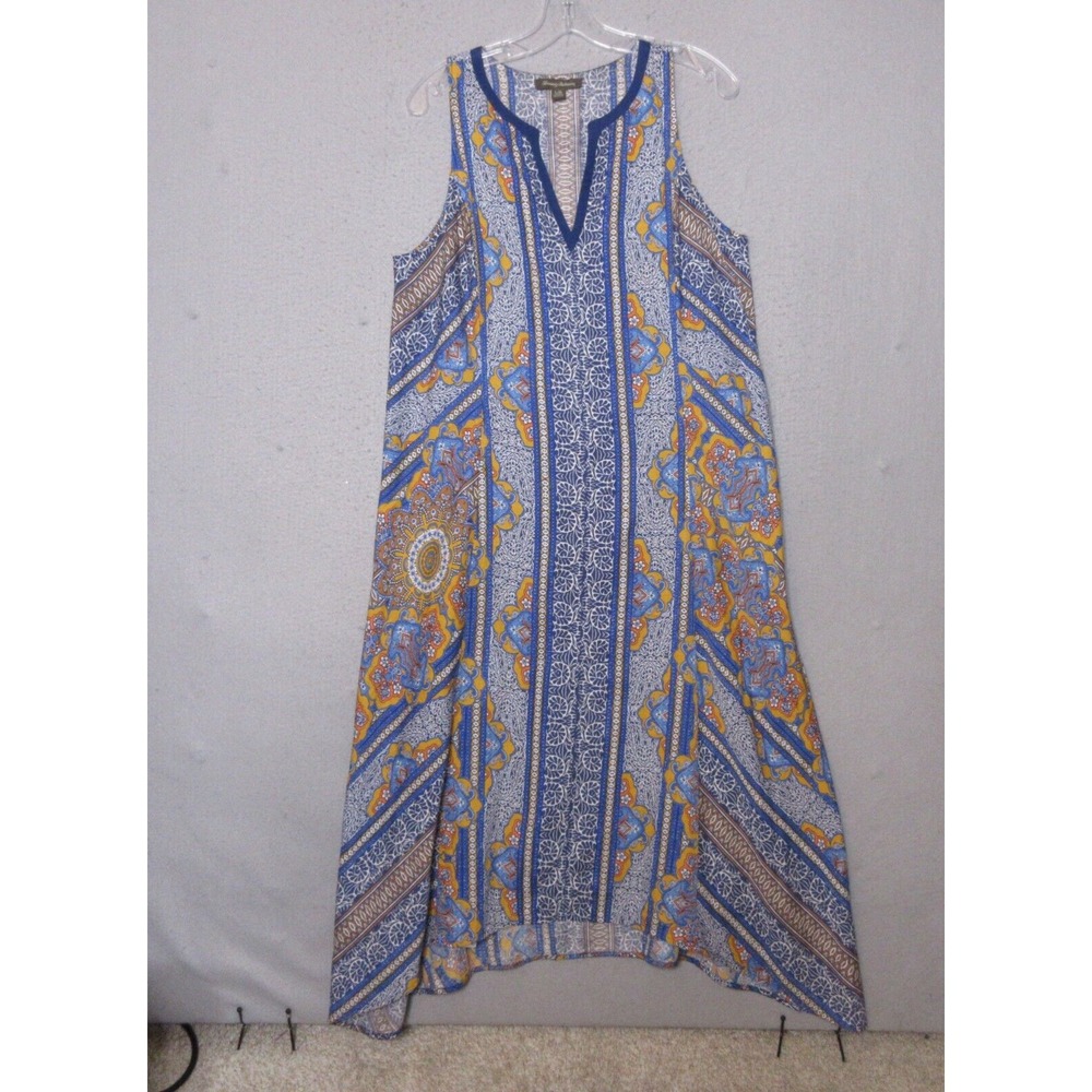 Tommy Bahama Dress Large‎ Floral Shift Linen Lyocell Beachy Flowy Midi